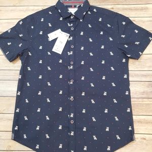 Denim and Flower Poplin Men's button down shirt